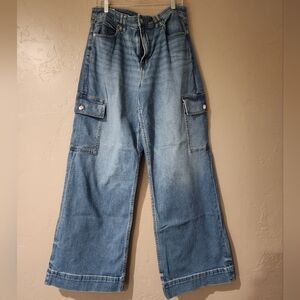 American eagle super high rise baggy wise leg cargo jean